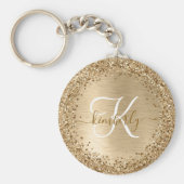 Glitter-monogram goudpenseel sleutelhanger (Voorkant)