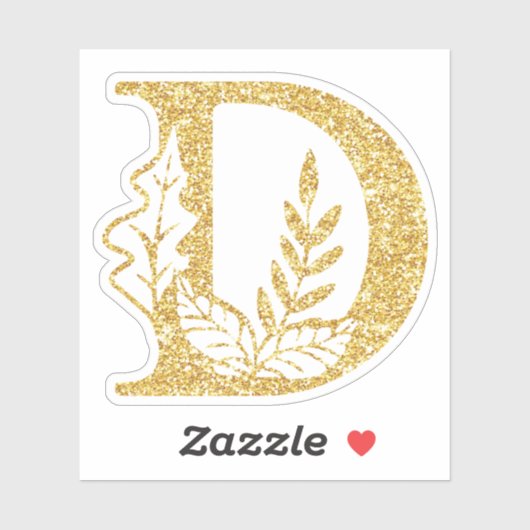 Glitter Monogram Initiaal D Floral Vinyl Sticker (Vel)