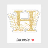 Glitter Monogram Initiaal H Floral Sticker (Vel)