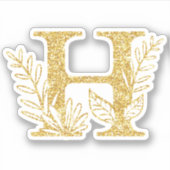 Glitter Monogram Initiaal H Floral Sticker (Voorkant)