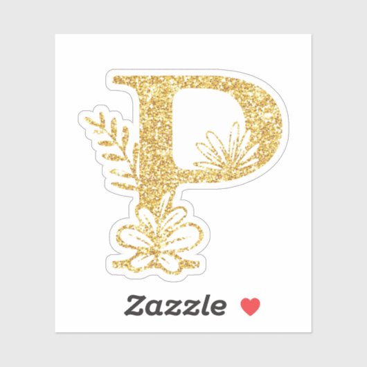 Glitter Monogram Initiaal P Floral Sticker (Vel)