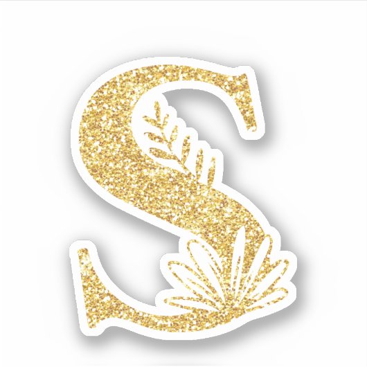 Glitter Monogram Initiaal S Floral Sticker (Voorkant)