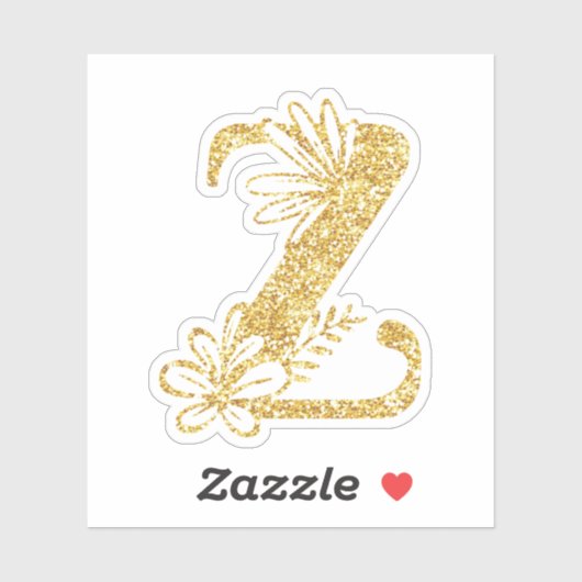 Glitter Monogram Initiaal Z Floral Sticker (Vel)