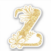 Glitter Monogram Initiaal Z Floral Sticker (Voorkant)