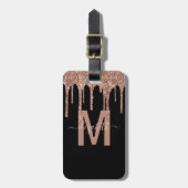 Glitter-monogram, meisjesRoos Gold Driving Bagagelabel (Voorkant verticaal)
