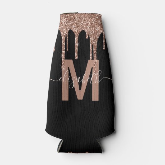 Glitter-monogram, meisjesRoos Gold Driving Flesjeskoeler (Voorkant)