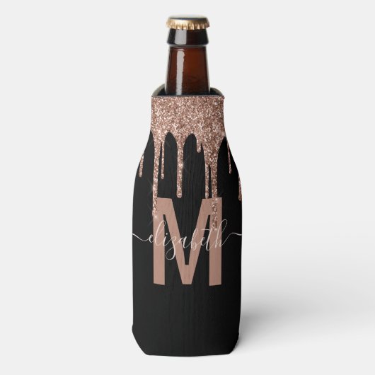 Glitter-monogram, meisjesRoos Gold Driving Flesjeskoeler (Fles Voorkant)