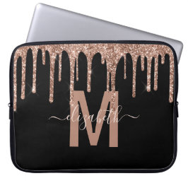 Glitter-monogram, meisjesRoos Gold Driving Laptop Sleeve