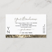 Glitter-monogram oogkweek witte goudmousserende gl visitekaartje (Achterkant)