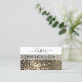 Glitter-monogram oogkweek witte goudmousserende gl visitekaartje (Staand voorkant)