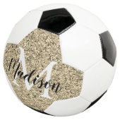 Glitter-monogram op maat voetbal (Drie kwart)