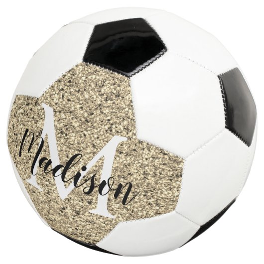 Glitter-monogram op maat voetbal (Drie kwart)
