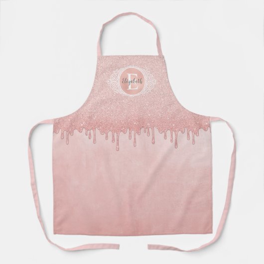 Glitter Monogram Roos Gold uitstrijken Schort (Voorkant)