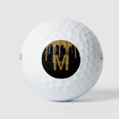 Glitter-monogram voor Chic Gold Driving Golfballen (Voorkant)