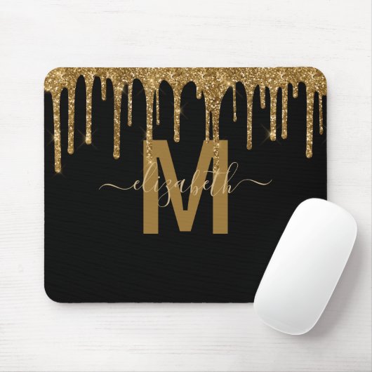 Glitter-monogram voor Chic Gold Driving Muismat (Met muis)