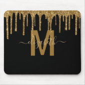 Glitter-monogram voor Chic Gold Driving Muismat (Voorkant)