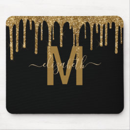 Glitter-monogram voor Chic Gold Driving Muismat