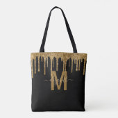 Glitter-monogram voor Chic Gold Driving Tote Bag (Achterkant)
