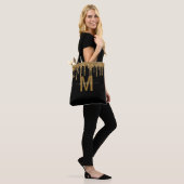 Glitter-monogram voor Chic Gold Driving Tote Bag (Op model)