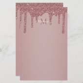 Glitter-monogram voor Girly Roos Gold Driving Briefpapier (Voorkant / Achterkant)