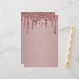 Glitter-monogram voor Girly Roos Gold Driving Briefpapier