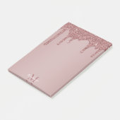 Glitter-monogram voor Girly Roos Gold Driving Post-it® Notes (Schuin)