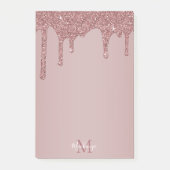 Glitter-monogram voor Girly Roos Gold Driving Post-it® Notes (Voorkant)