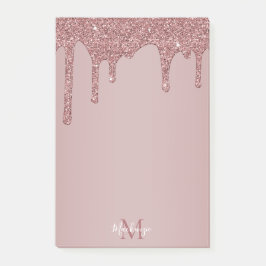 Glitter-monogram voor Girly Roos Gold Driving Post-it® Notes
