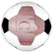 Glitter-monogram voor Girly Roos Gold Sparkle Voetbal (Gedraaid)
