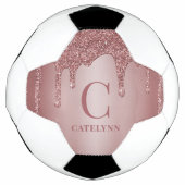 Glitter-monogram voor Girly Roos Gold Sparkle Voetbal (Voorkant)