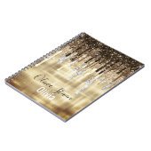 Glitter-monogram voor goudbruine druppels notitieboek (Linkerzijde)