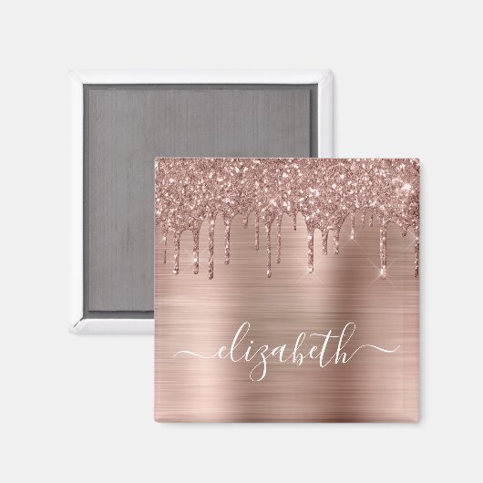 Glitter Monogrammed roos Gold Dripping Magneet (Voorkant / Achterkant)