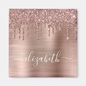 Glitter Monogrammed roos Gold Dripping Magneet (Voorkant)