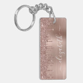 Glitter Monogrammed roos Gold Dripping Sleutelhanger (Voorkant Links)