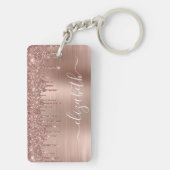 Glitter Monogrammed roos Gold Dripping Sleutelhanger (achterkant)