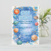Glitter Moon Stars Galaxy Baby Shower Kaart (Staand voorkant)
