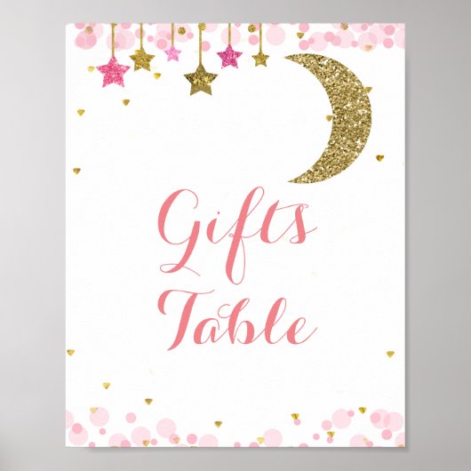 Glitter Moon waterverf Gifts Table Sign Poster (Voorkant)