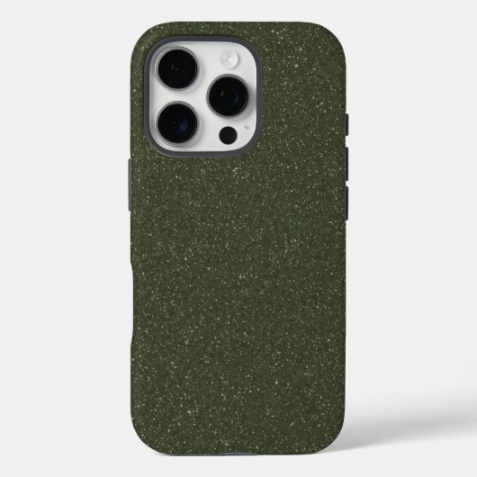 Glitter Moss Green iPhone 16 Pro Hoesje – Aanpasse (Achterkant)