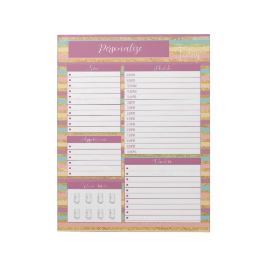 Glitter Multicolor Daily Planner Planning voor Notitieblok (Linkerzijde)