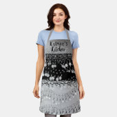 Glitter Munten Zwart en Zilver gepersonaliseerd Schort (Gedragen)