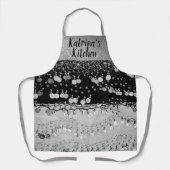Glitter Munten Zwart en Zilver gepersonaliseerd Schort (Voorkant)