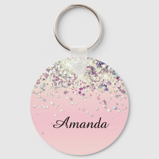 Glitter Naam Op Maak Bruids Bruiloft Sleutelhanger (Voorkant)