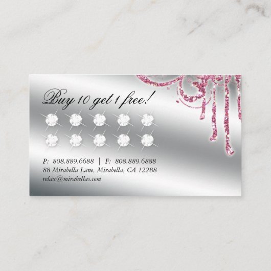 Glitter Nail Salon Afspraak Elegante Loyaliteit Klantenkaartje (Achterkant)