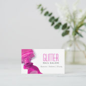 Glitter Nail Salon Manicure - Roze, stijlvol Visitekaartje (Staand voorkant)