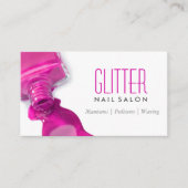 Glitter Nail Salon Manicure - Roze, stijlvol Visitekaartje (Voorkant)