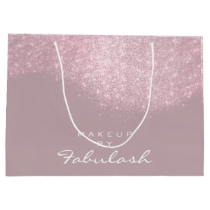 Glitter Name Bridal Favor Pink White Paars Large Cadeautasje