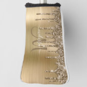 Glitter Name Girly Gold Brushed Metal Driving Golfheadcover (Draai 90)