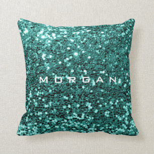 Glitter Name Mode Sequin Mint Blauwgroen Aquatic Kussen