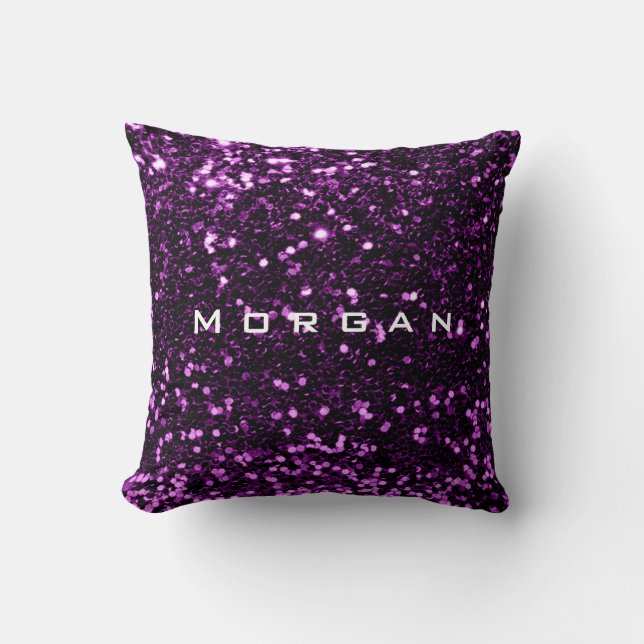 Glitter Name Mode Sequin Paars Violet Plum Kussen (Voorkant)