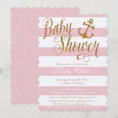 Glitter Nautical Girl Baby shower Invitation II Kaart (Voorkant / Achterkant)